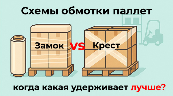 Схемы обмотки паллеты «замок» и «крест»: когда какая удерживает лучше