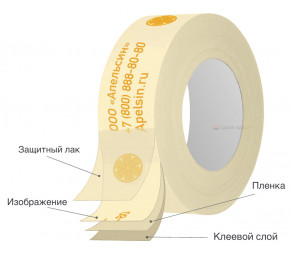 Бумажный скотч с логотипом 48мм*50м + 1 цвет