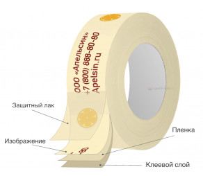 Бумажный скотч с логотипом 48мм*50м + 2 цвета