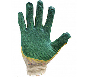Перчатки с латексным покрытием - двойной слой, зеленые