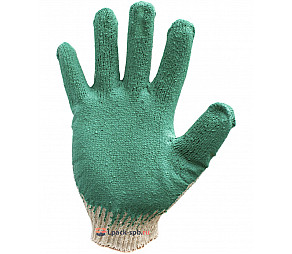 Перчатки с латексным покрытием - одинарный слой, зеленые